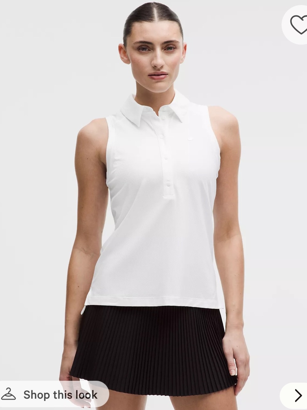 Lululemon Women’s Quick Dry Sleeveless Polo Shirt *Curved Hem size L 8-10 Ivory